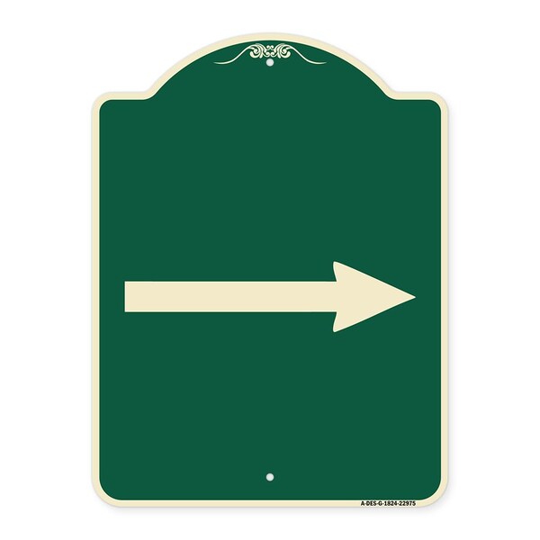Signmission Designer Series Right Arrow, Green & Tan Heavy-Gauge Aluminum Sign, 24" x 18", G-1824-22975 A-DES-G-1824-22975 - main